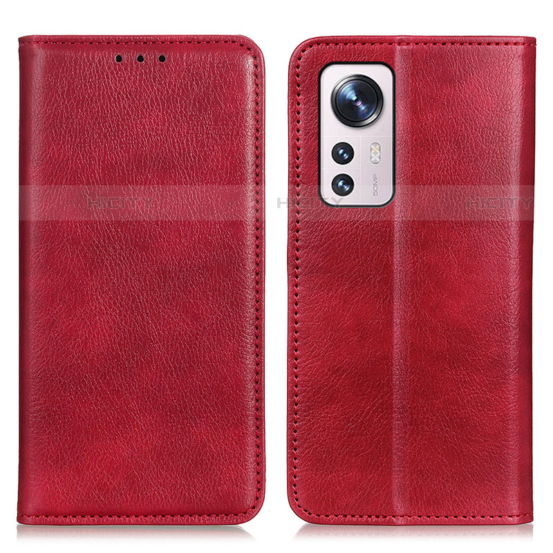 Funda de Cuero Cartera con Soporte Carcasa N01P para Xiaomi Mi 12 Pro 5G Rojo