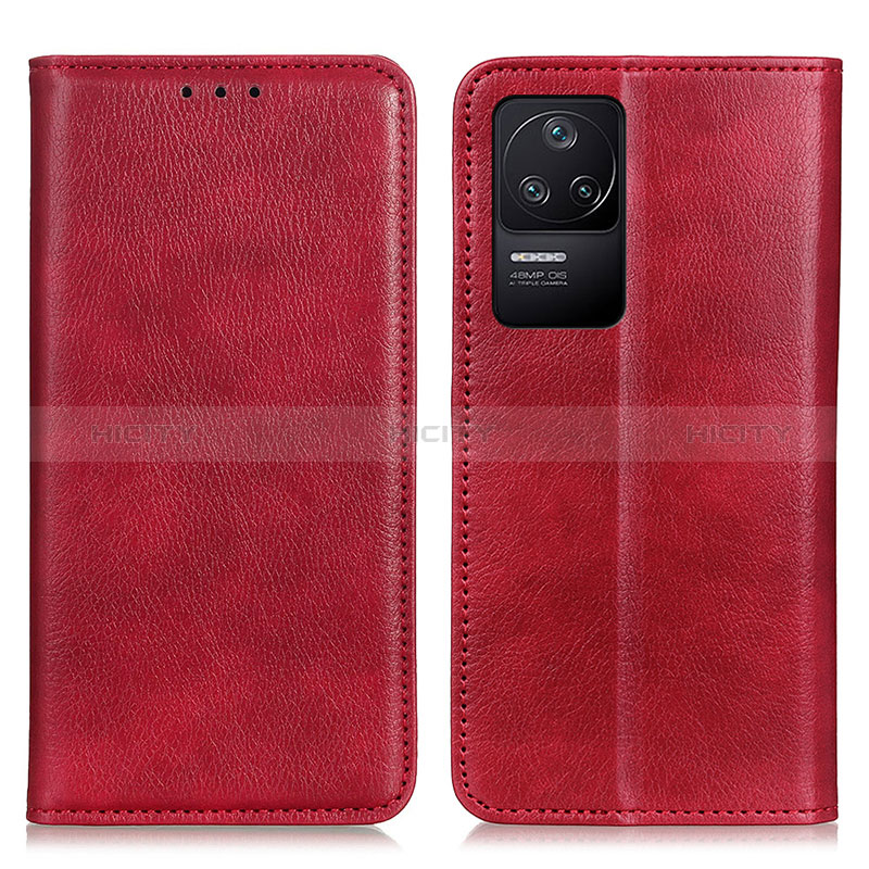 Funda de Cuero Cartera con Soporte Carcasa N01P para Xiaomi Redmi K40S 5G Rojo