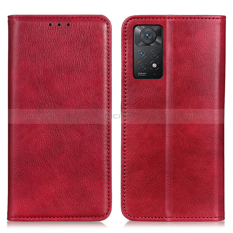 Funda de Cuero Cartera con Soporte Carcasa N01P para Xiaomi Redmi Note 11 Pro 5G Rojo