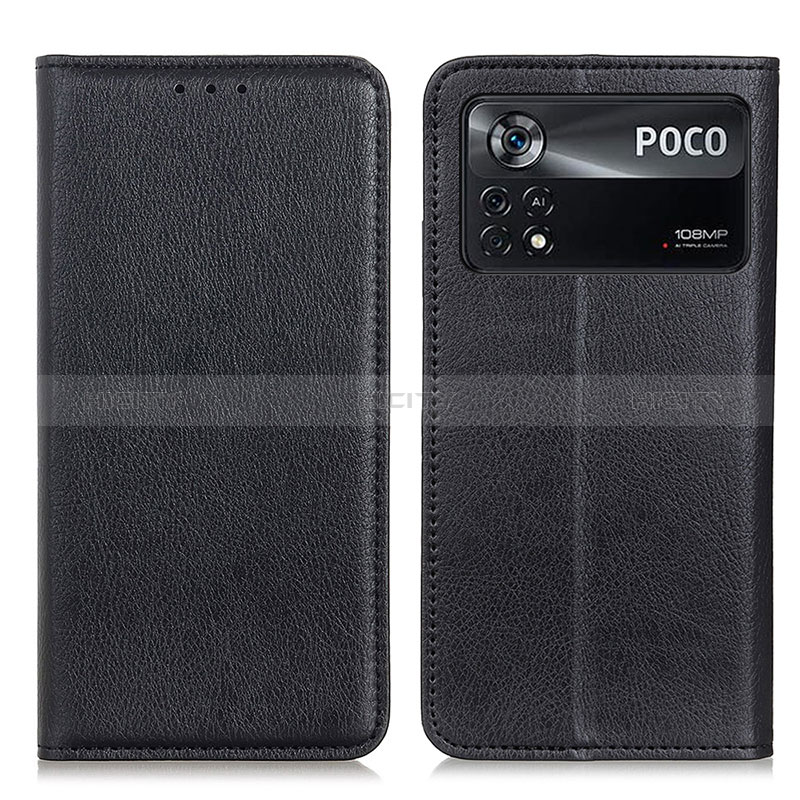 Funda de Cuero Cartera con Soporte Carcasa N01P para Xiaomi Redmi Note 11E Pro 5G Negro