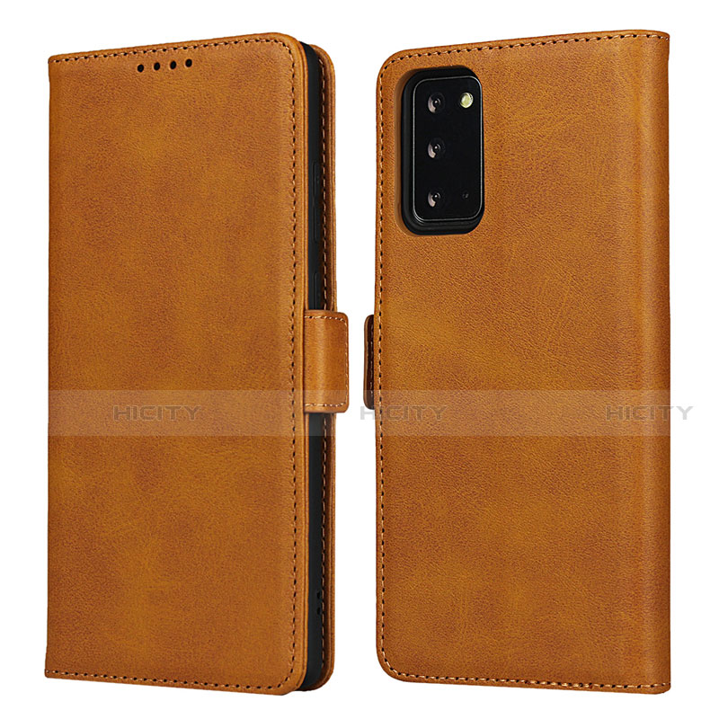 Funda de Cuero Cartera con Soporte Carcasa N02 para Samsung Galaxy Note 20 5G Marron Claro