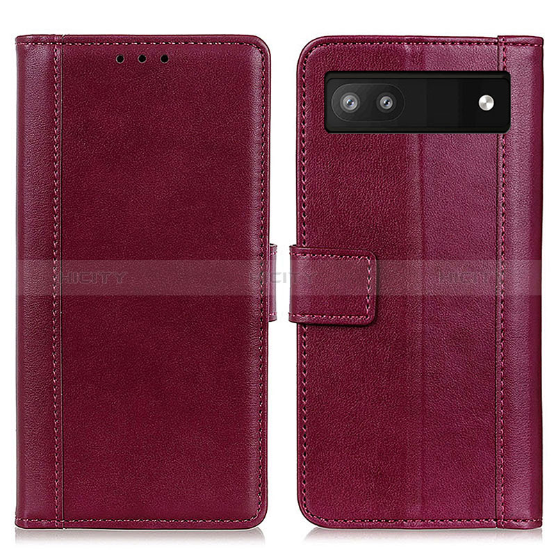 Funda de Cuero Cartera con Soporte Carcasa N02P para Google Pixel 7a 5G Rojo