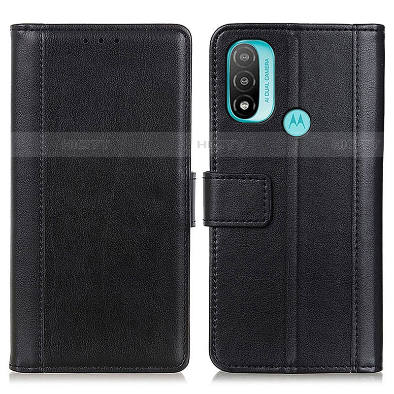 Funda de Cuero Cartera con Soporte Carcasa N02P para Motorola Moto E40 Negro