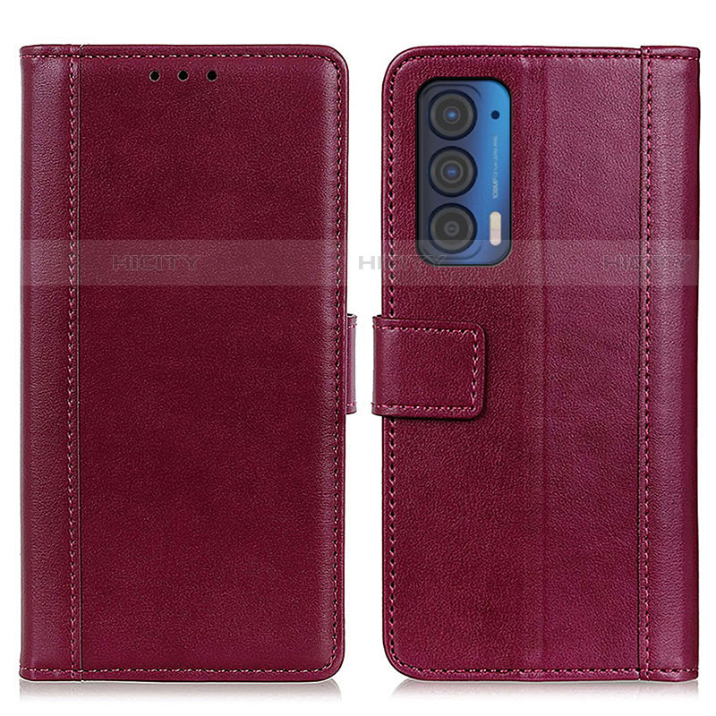 Funda de Cuero Cartera con Soporte Carcasa N02P para Motorola Moto Edge (2021) 5G Rojo