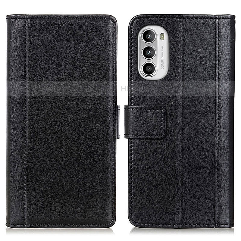 Funda de Cuero Cartera con Soporte Carcasa N02P para Motorola Moto Edge (2022) 5G Negro