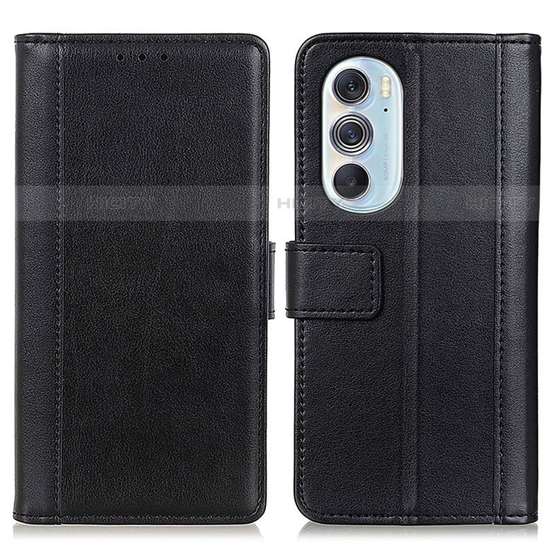 Funda de Cuero Cartera con Soporte Carcasa N02P para Motorola Moto Edge Plus (2022) 5G Negro