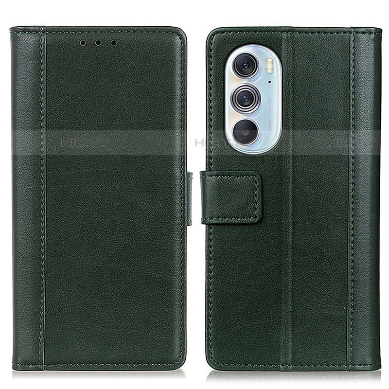 Funda de Cuero Cartera con Soporte Carcasa N02P para Motorola Moto Edge Plus (2022) 5G Verde