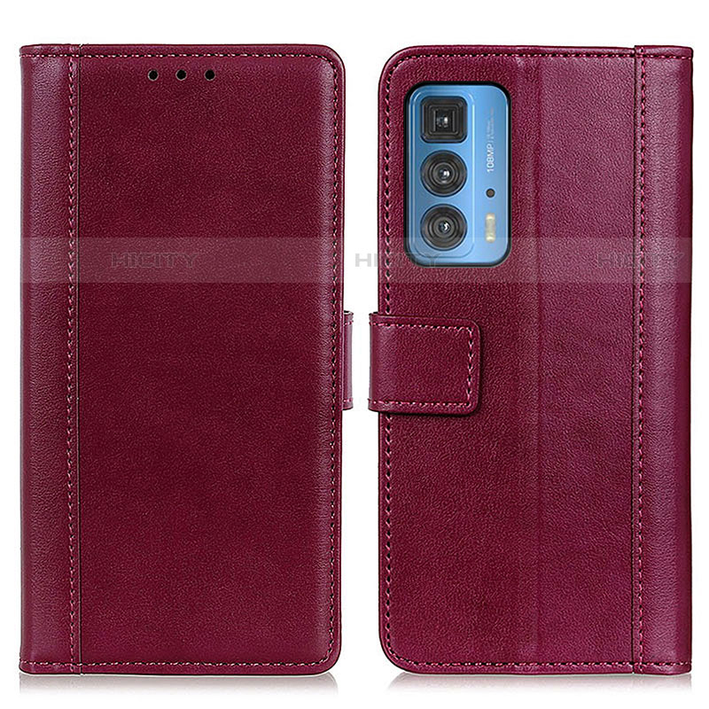 Funda de Cuero Cartera con Soporte Carcasa N02P para Motorola Moto Edge S Pro 5G Rojo