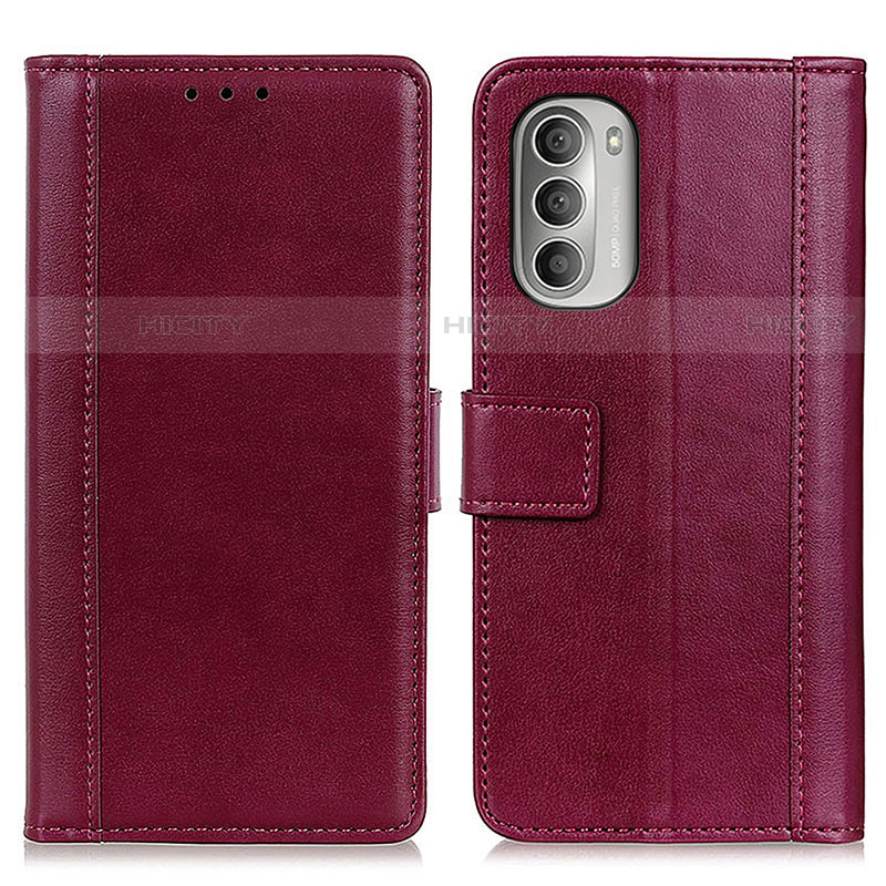 Funda de Cuero Cartera con Soporte Carcasa N02P para Motorola Moto G Stylus (2022) 4G Rojo