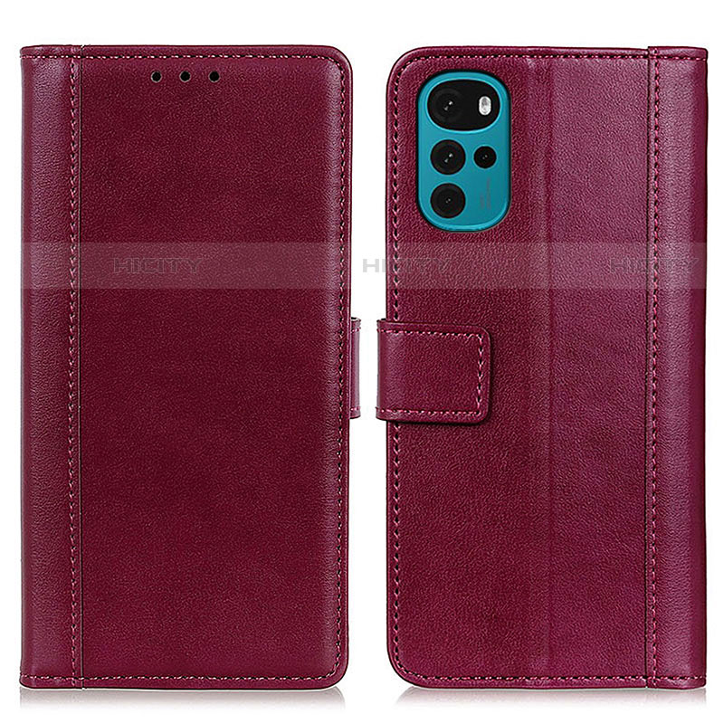 Funda de Cuero Cartera con Soporte Carcasa N02P para Motorola Moto G22 Rojo