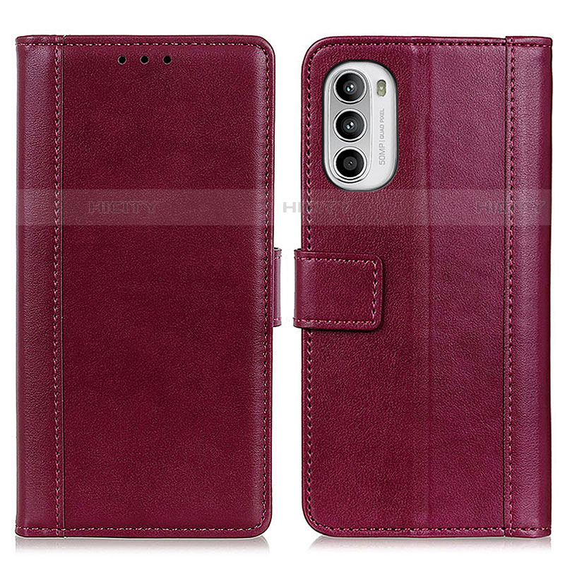 Funda de Cuero Cartera con Soporte Carcasa N02P para Motorola MOTO G52 Rojo