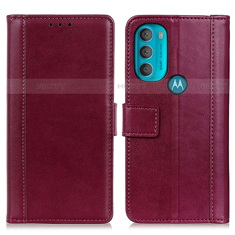 Funda de Cuero Cartera con Soporte Carcasa N02P para Motorola Moto G71 5G Rojo