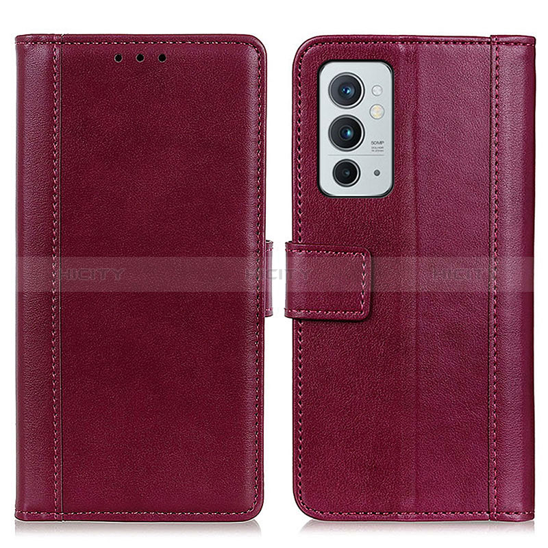 Funda de Cuero Cartera con Soporte Carcasa N02P para OnePlus 9RT 5G Rojo