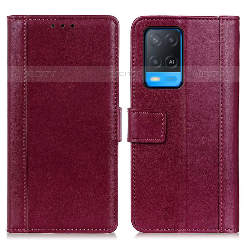 Funda de Cuero Cartera con Soporte Carcasa N02P para Oppo A54 4G Rojo