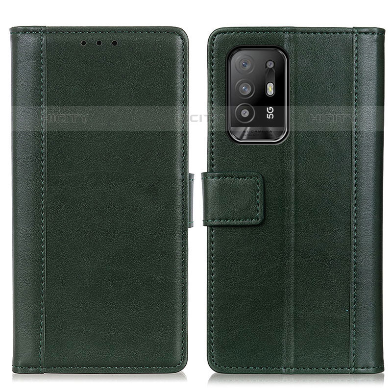 Funda de Cuero Cartera con Soporte Carcasa N02P para Oppo A94 5G Verde