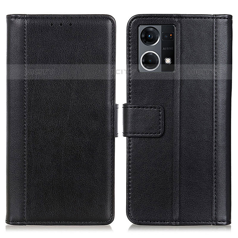 Funda de Cuero Cartera con Soporte Carcasa N02P para Oppo F21s Pro 4G Negro