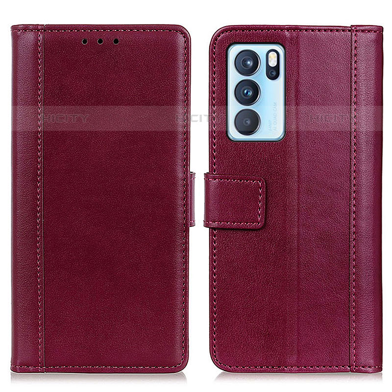 Funda de Cuero Cartera con Soporte Carcasa N02P para Oppo Reno6 Pro 5G India