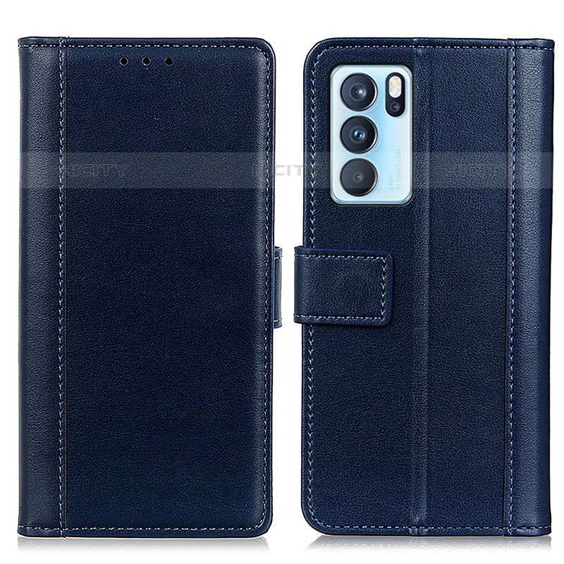 Funda de Cuero Cartera con Soporte Carcasa N02P para Oppo Reno6 Pro 5G India Azul