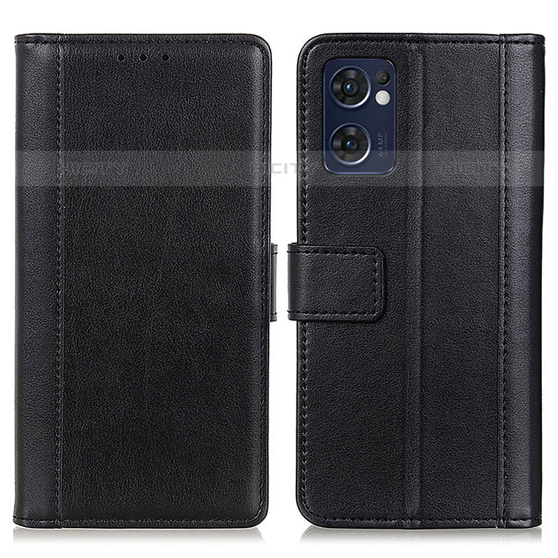 Funda de Cuero Cartera con Soporte Carcasa N02P para Oppo Reno7 5G Negro