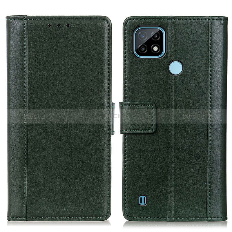 Funda de Cuero Cartera con Soporte Carcasa N02P para Realme C21 Verde