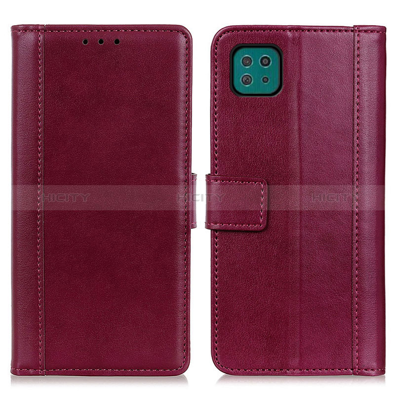 Funda de Cuero Cartera con Soporte Carcasa N02P para Samsung Galaxy A22s 5G Rojo