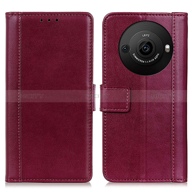 Funda de Cuero Cartera con Soporte Carcasa N02P para Sharp Aquos R8 Pro Rojo