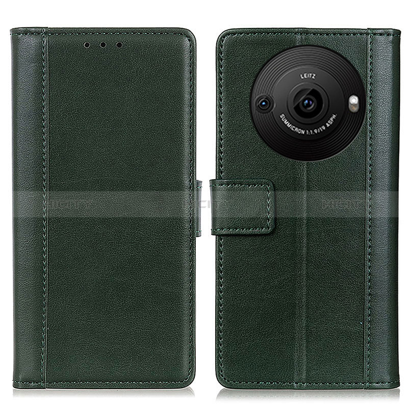 Funda de Cuero Cartera con Soporte Carcasa N02P para Sharp Aquos R8s Pro Verde