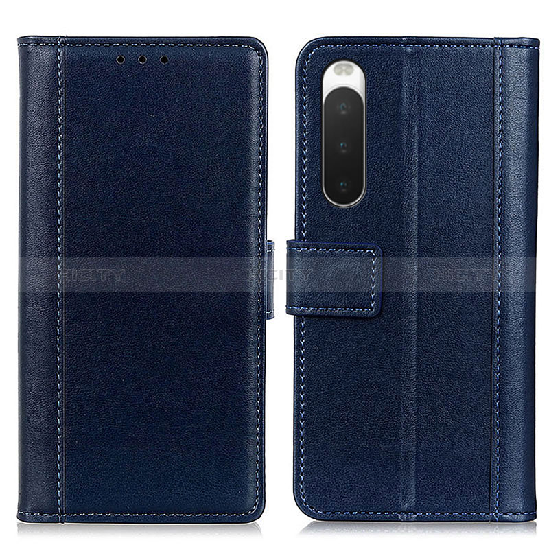 Funda de Cuero Cartera con Soporte Carcasa N02P para Sony Xperia 10 IV SOG07 Azul