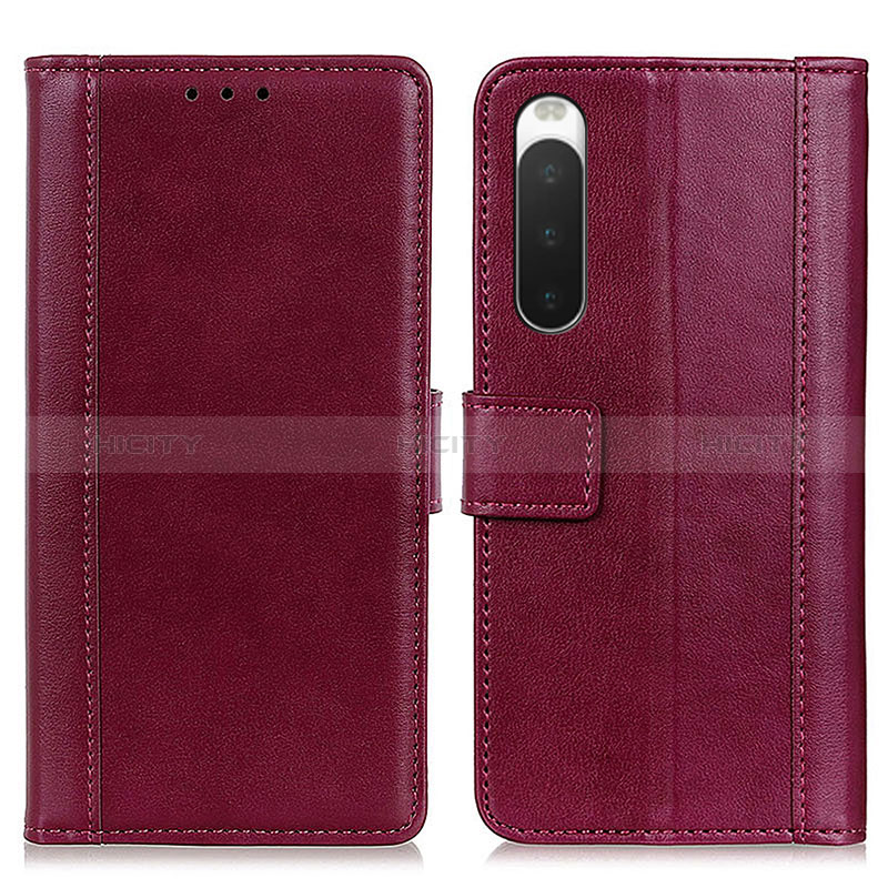 Funda de Cuero Cartera con Soporte Carcasa N02P para Sony Xperia 10 IV SOG07 Rojo