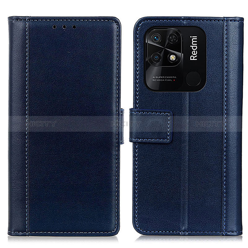 Funda de Cuero Cartera con Soporte Carcasa N02P para Xiaomi Redmi 10 Power Azul