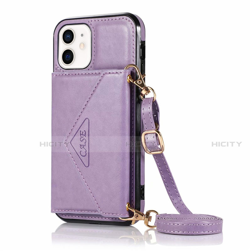 Funda de Cuero Cartera con Soporte Carcasa N03 para Apple iPhone 12 Mini Purpura Claro