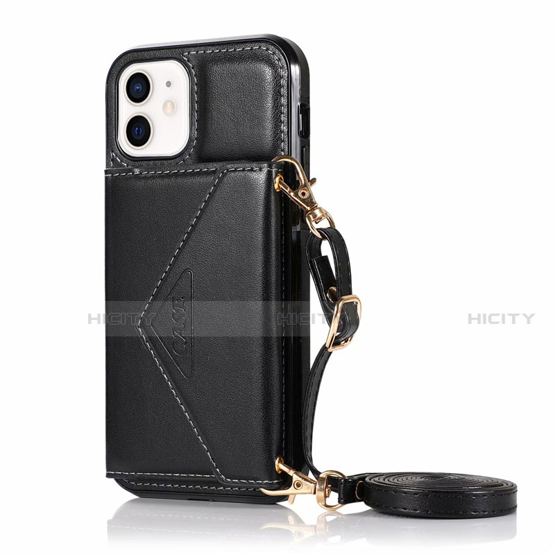 Funda de Cuero Cartera con Soporte Carcasa N03 para Apple iPhone 12 Negro