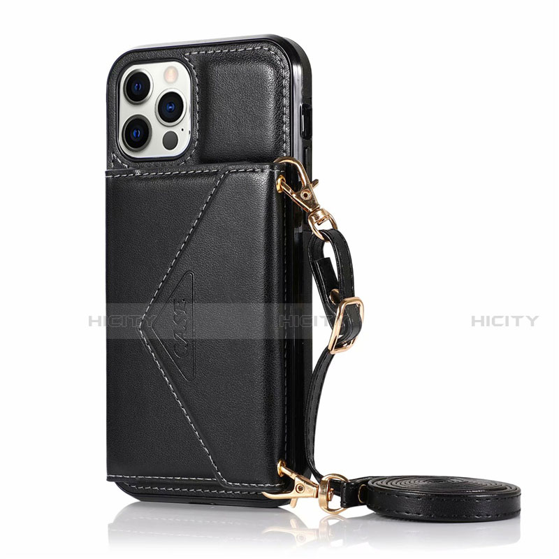 Funda de Cuero Cartera con Soporte Carcasa N03 para Apple iPhone 12 Pro Negro