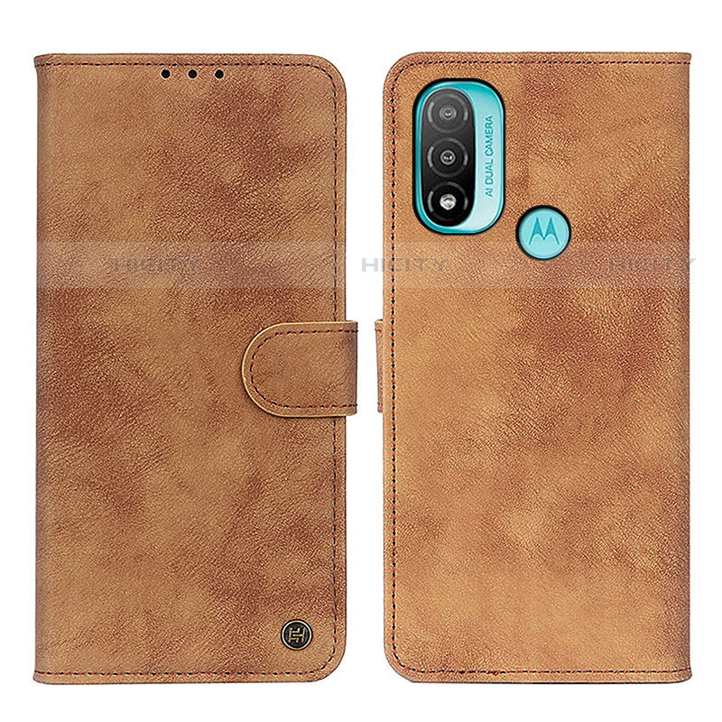 Funda de Cuero Cartera con Soporte Carcasa N03P para Motorola Moto E20 Marron