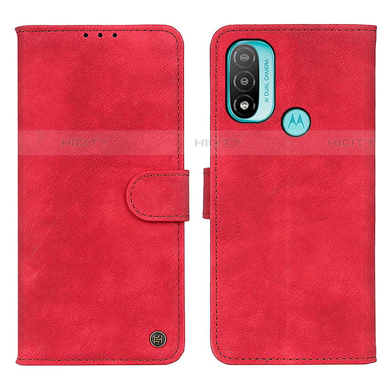 Funda de Cuero Cartera con Soporte Carcasa N03P para Motorola Moto E20 Rojo