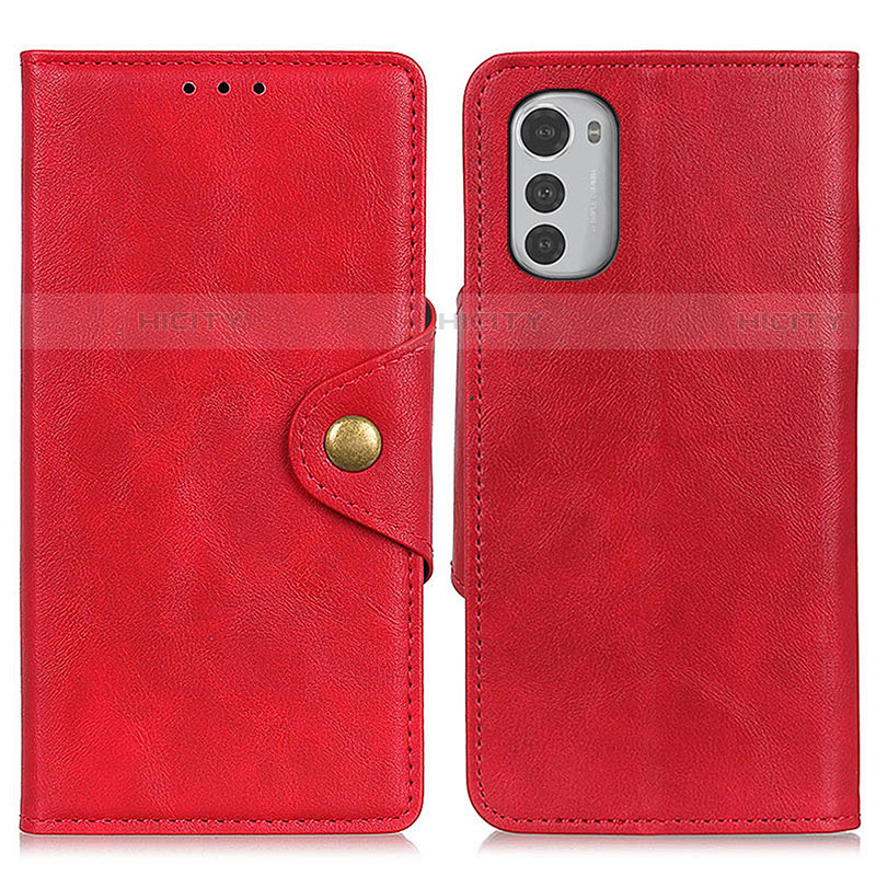 Funda de Cuero Cartera con Soporte Carcasa N03P para Motorola Moto E32 Rojo