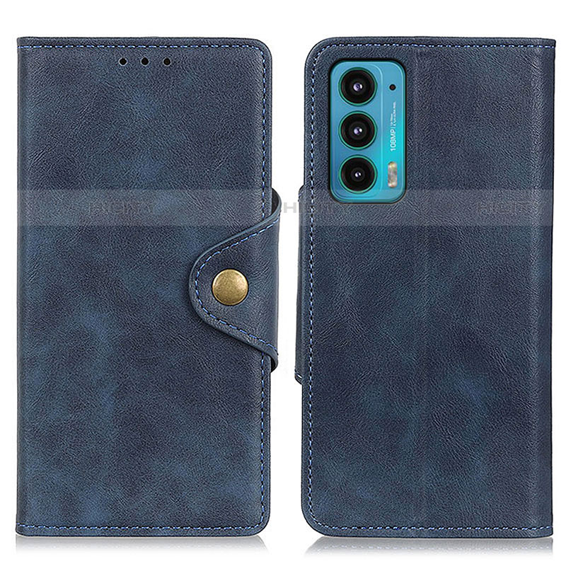 Funda de Cuero Cartera con Soporte Carcasa N03P para Motorola Moto Edge 20 5G Azul