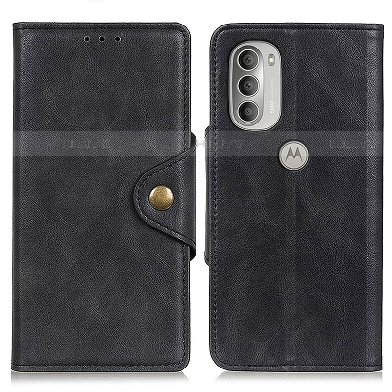 Funda de Cuero Cartera con Soporte Carcasa N03P para Motorola Moto G51 5G Negro