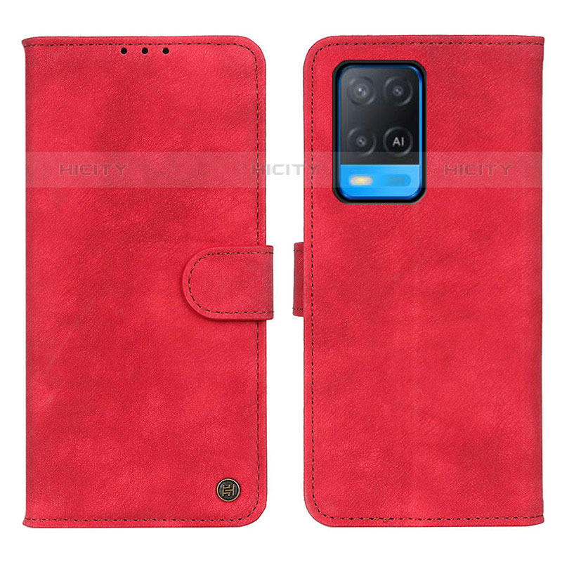 Funda de Cuero Cartera con Soporte Carcasa N03P para Oppo A54 4G Rojo