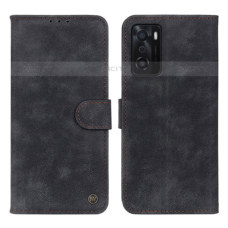 Funda de Cuero Cartera con Soporte Carcasa N03P para Oppo A55S 5G Negro