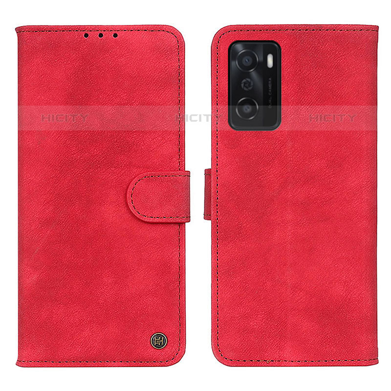 Funda de Cuero Cartera con Soporte Carcasa N03P para Oppo A55S 5G Rojo