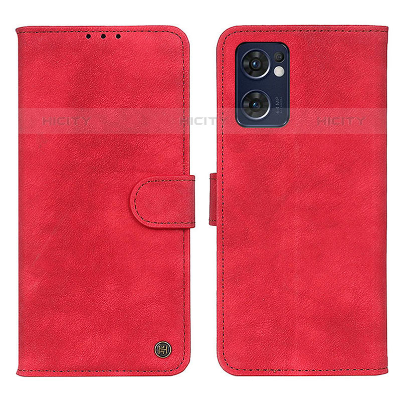 Funda de Cuero Cartera con Soporte Carcasa N03P para Oppo Reno7 5G Rojo