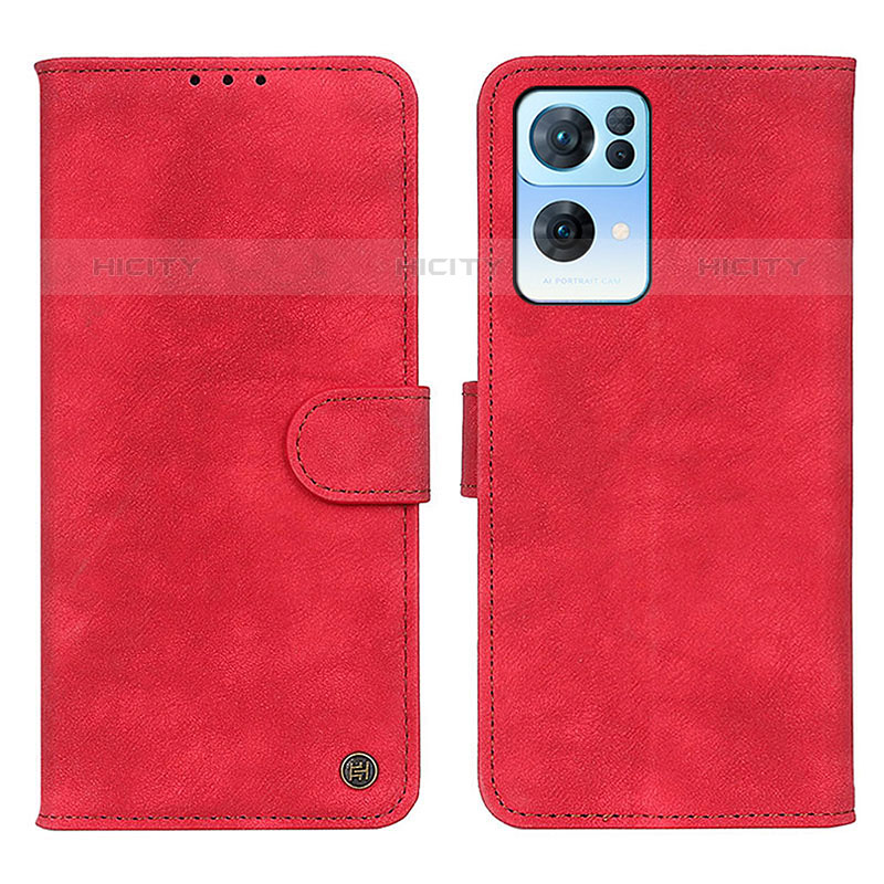 Funda de Cuero Cartera con Soporte Carcasa N03P para Oppo Reno7 Pro 5G Rojo