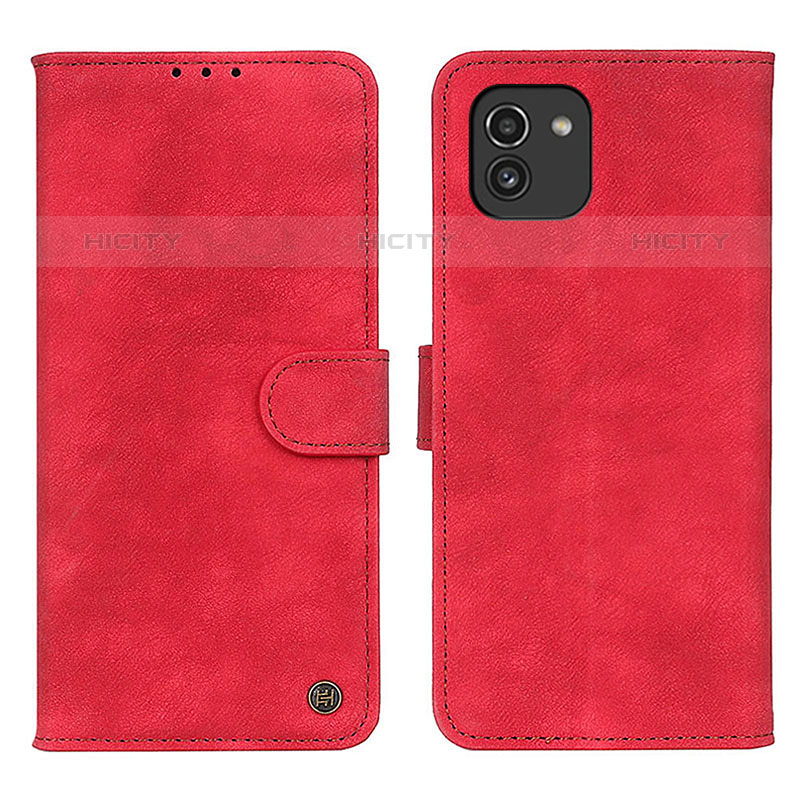 Funda de Cuero Cartera con Soporte Carcasa N03P para Samsung Galaxy A03 Rojo