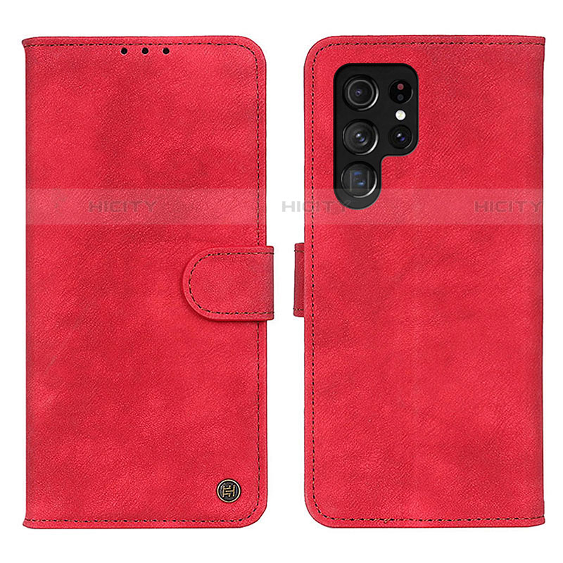 Funda de Cuero Cartera con Soporte Carcasa N03P para Samsung Galaxy S23 Ultra 5G Rojo