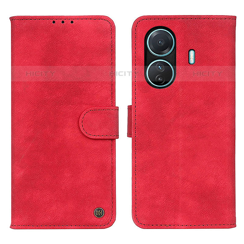 Funda de Cuero Cartera con Soporte Carcasa N03P para Vivo iQOO Z6 Pro 5G Rojo