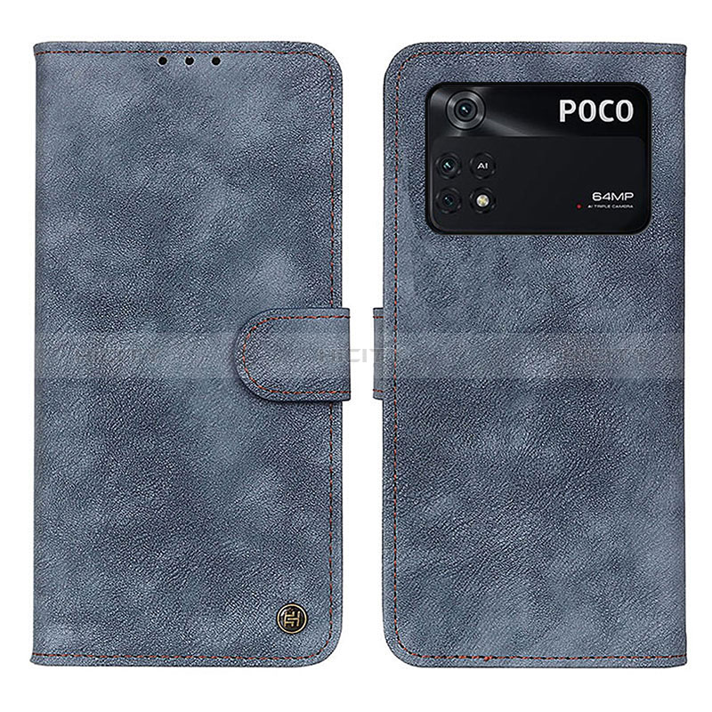 Funda de Cuero Cartera con Soporte Carcasa N03P para Xiaomi Poco M4 Pro 4G Azul