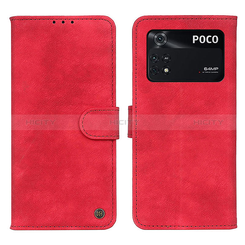 Funda de Cuero Cartera con Soporte Carcasa N03P para Xiaomi Poco M4 Pro 4G Rojo