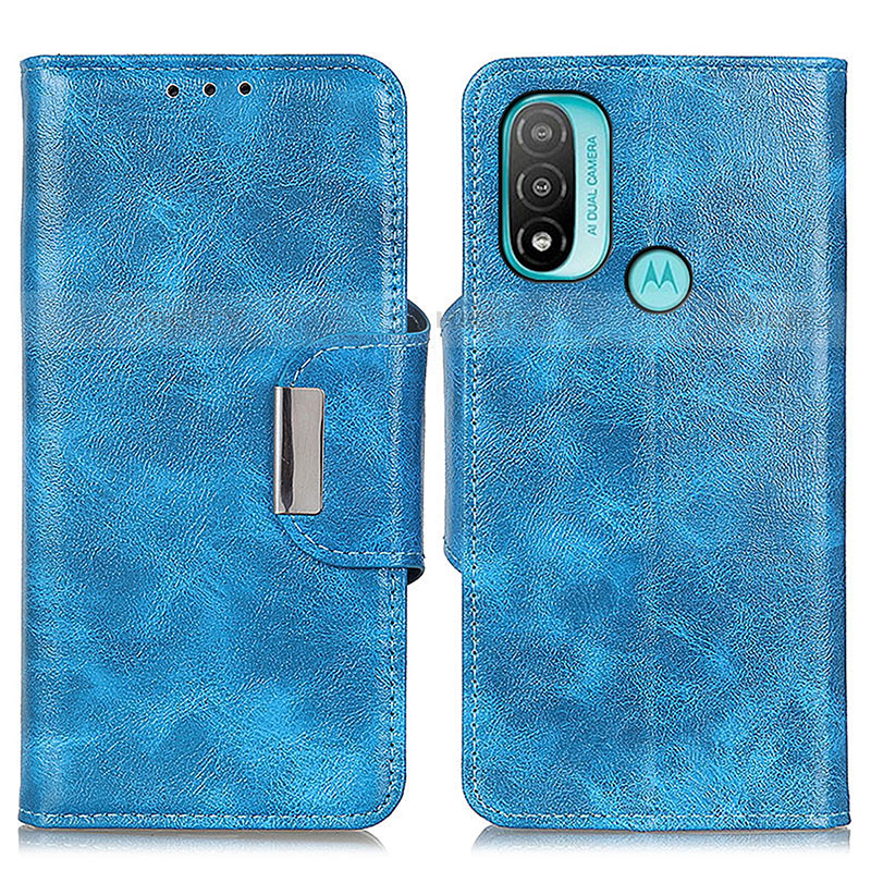 Funda de Cuero Cartera con Soporte Carcasa N04P para Motorola Moto E30 Azul Cielo