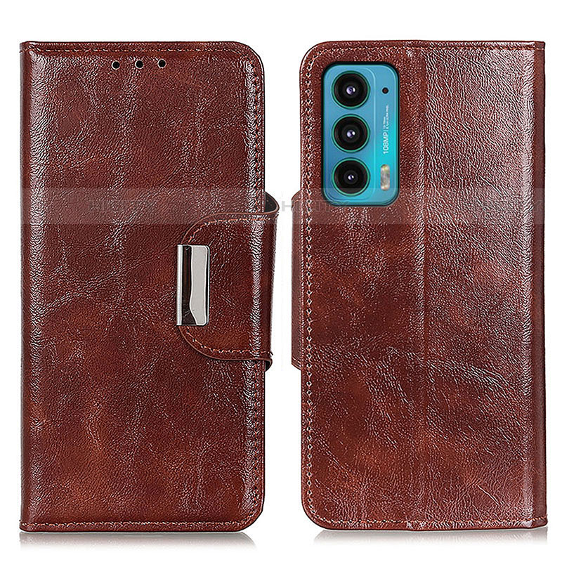 Funda de Cuero Cartera con Soporte Carcasa N04P para Motorola Moto Edge 20 5G Marron